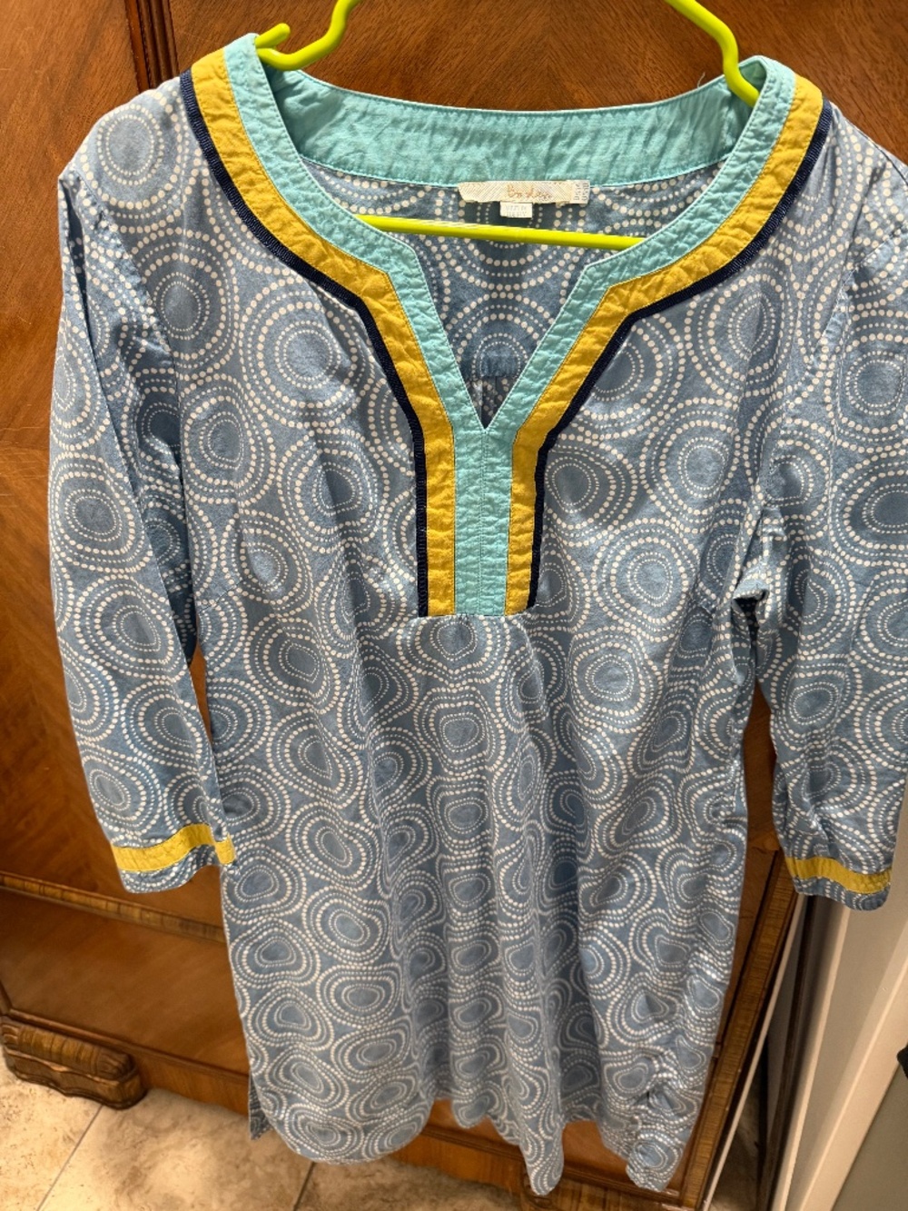 Boden Cornflower Blue Dot Circle Kaftan Tunic Dress-10